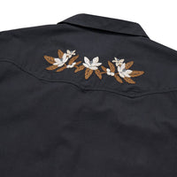 Crosscut Deluxe Long Sleeve Shirt- Orange Blossoms Antique Black