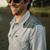 H Bar B Tech Long Sleeve Shirt- Rancher Floral Smoke Blue
