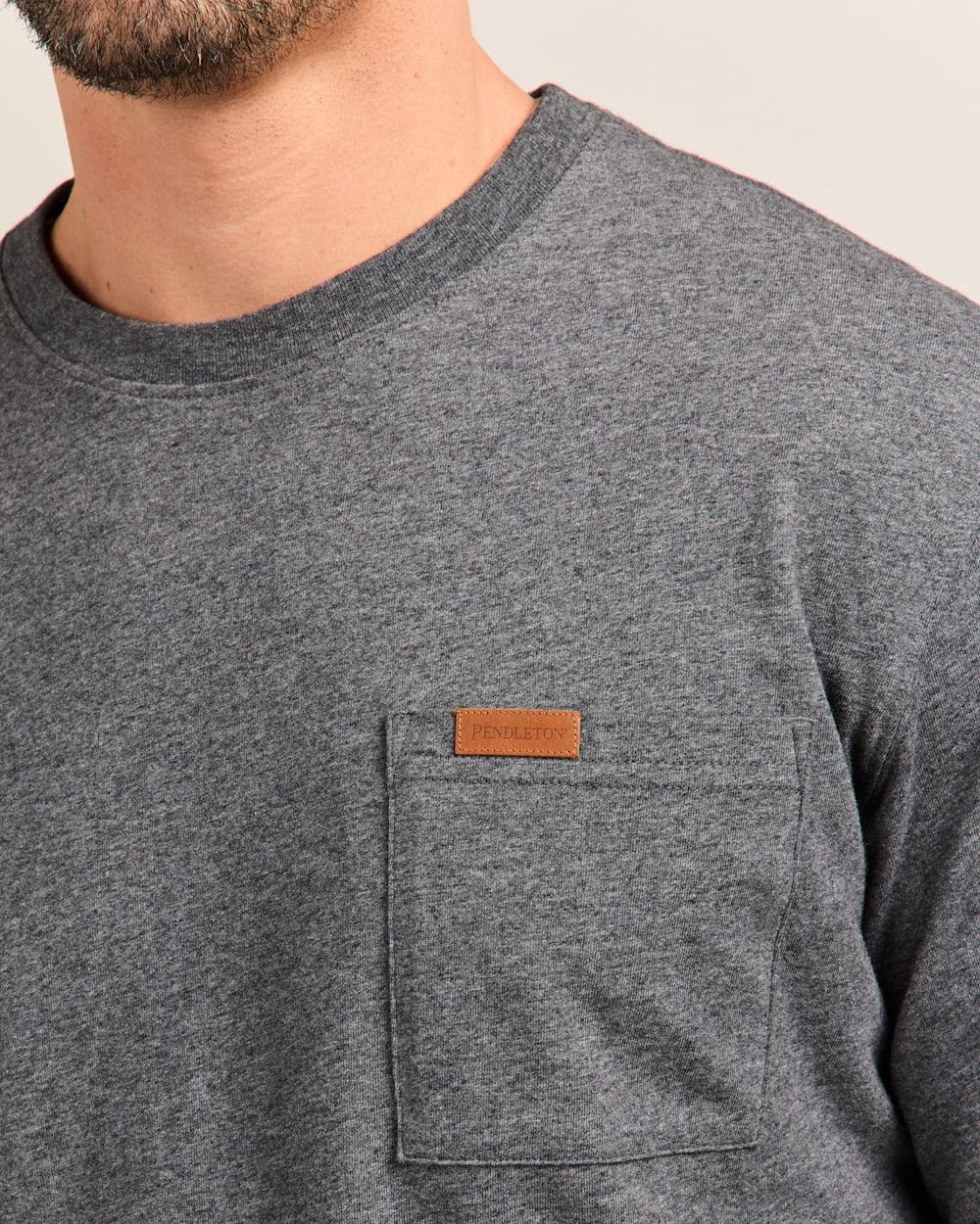 Deschutes Long Sleeve Pocket T-Shirt- Charcoal Heather