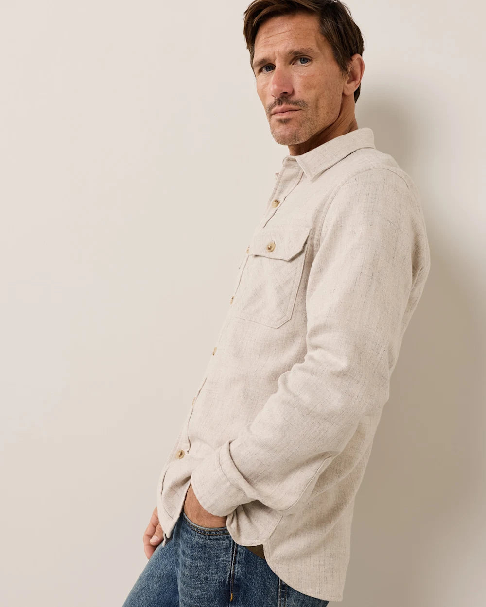 Burnside Flannel Shirt- Ecru Donegal Heather
