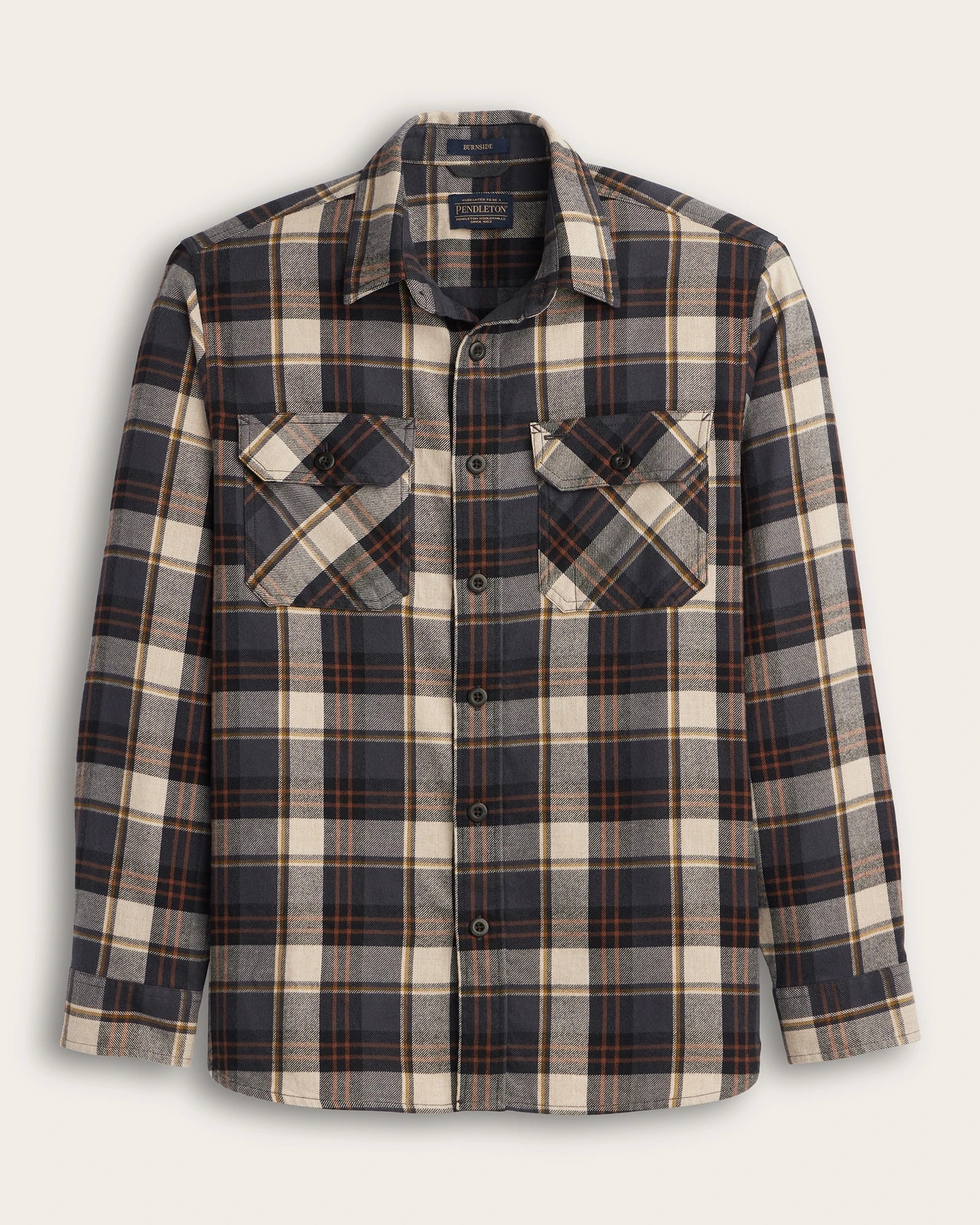 Burnside Flannel Shirt- Natural/Charcoal Plaid