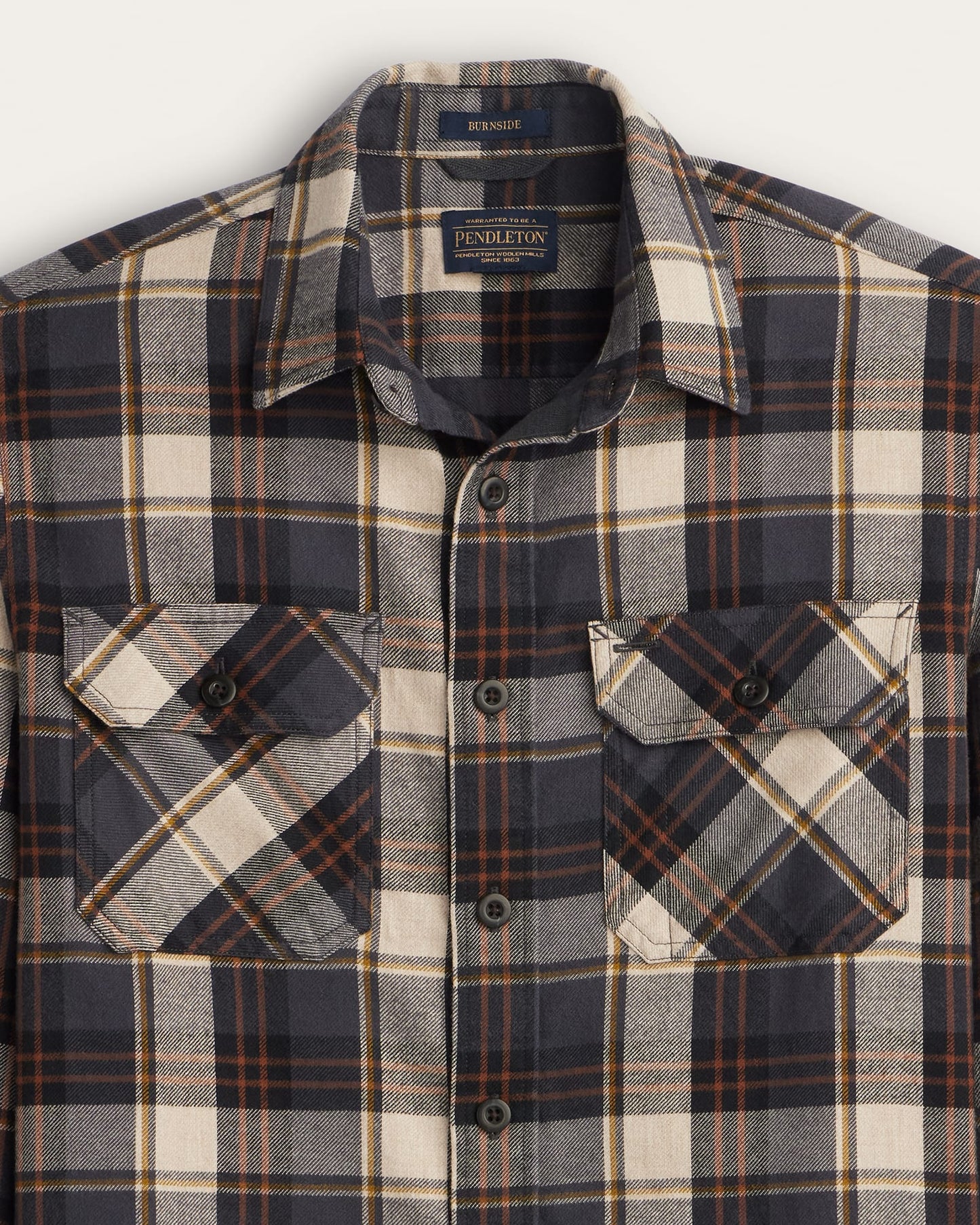 Burnside Flannel Shirt- Natural/Charcoal Plaid