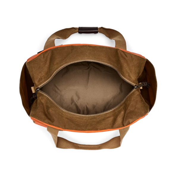 Tin Cloth Medium Duffle Bag - Dark Tan/Flame