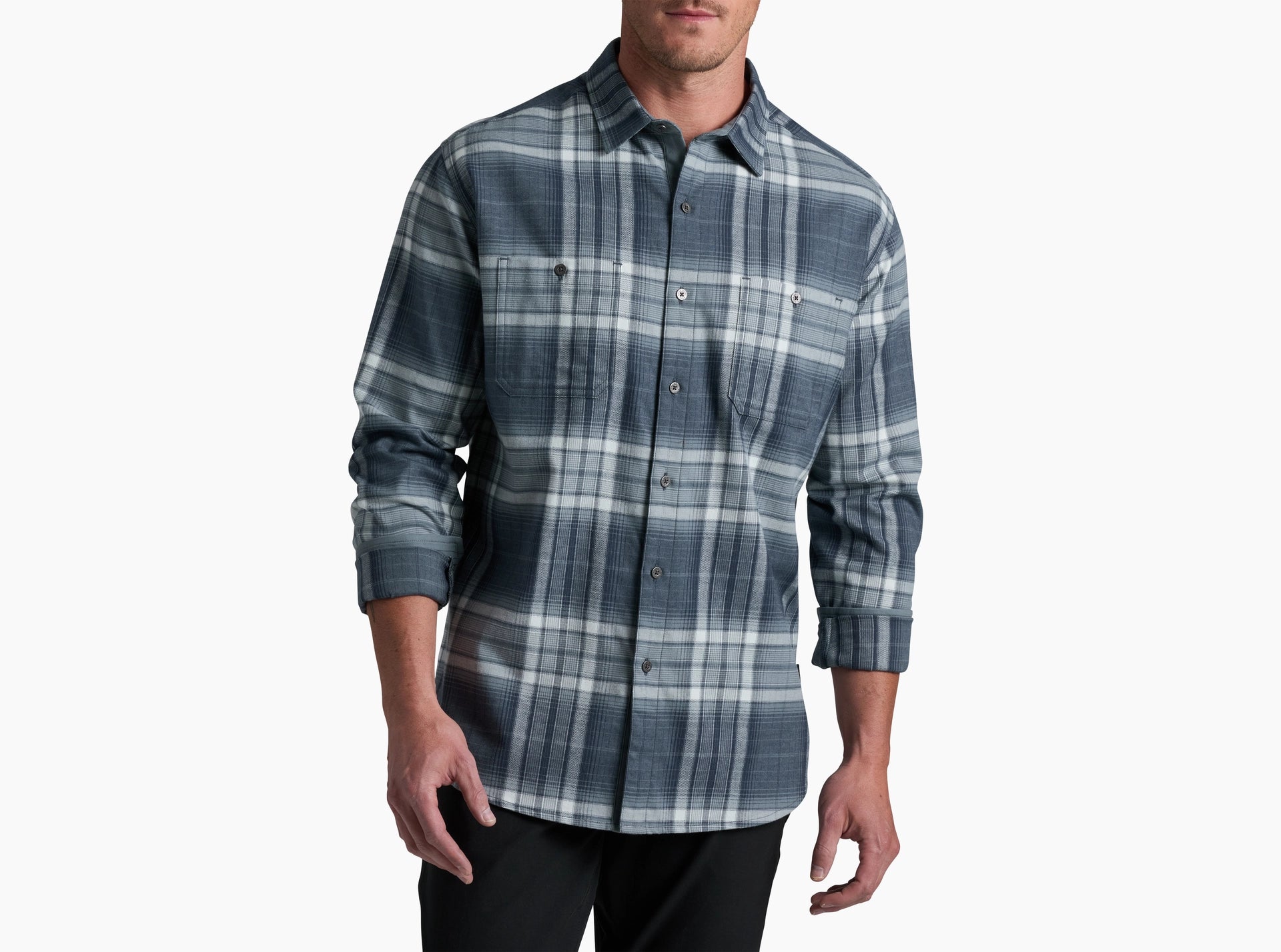 Fugitive Flannel Shirt- Steel Blue