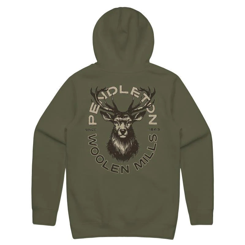 Stag Graphic Hoody- Military Green/Black