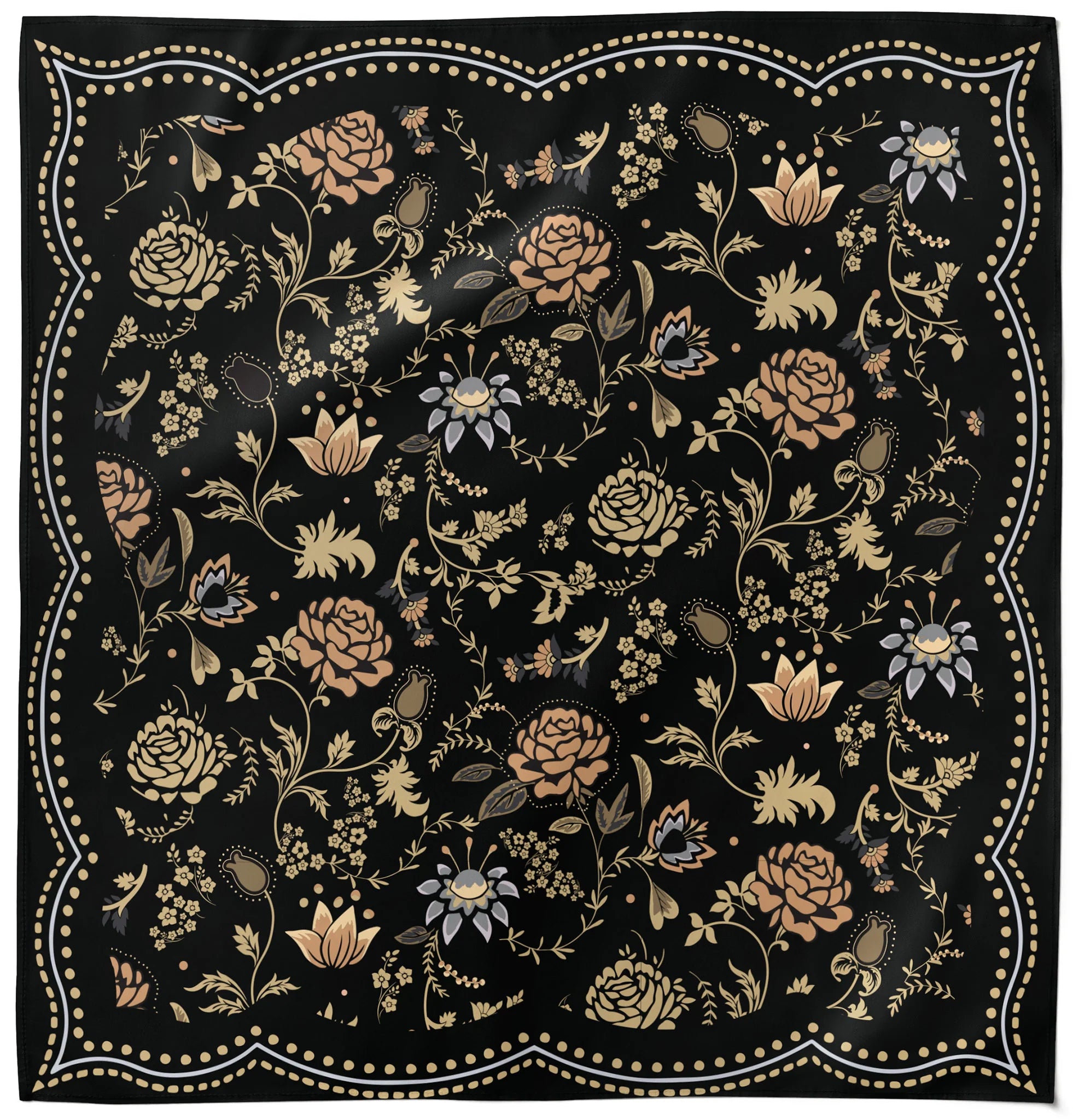 Bandana Scarf - Black Floral