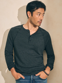 Cloud Long Sleeve Henley- Charcoal Heather