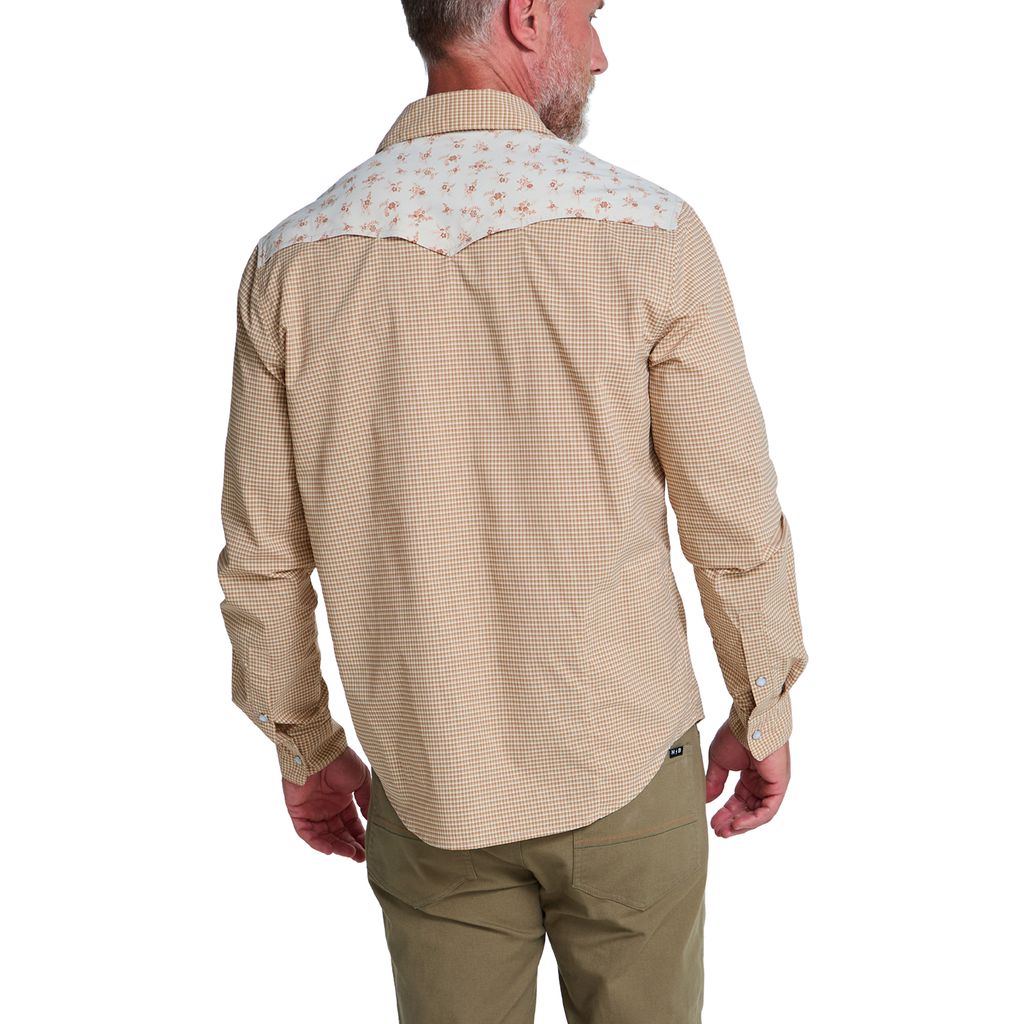 H Bar B Tech Long Sleeve Shirt- Rancher Floral Brown Rice