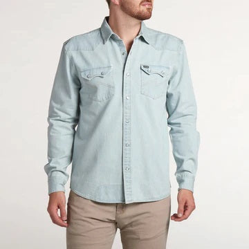 Dust Up Denim Snapshirt- Garth Light Wash