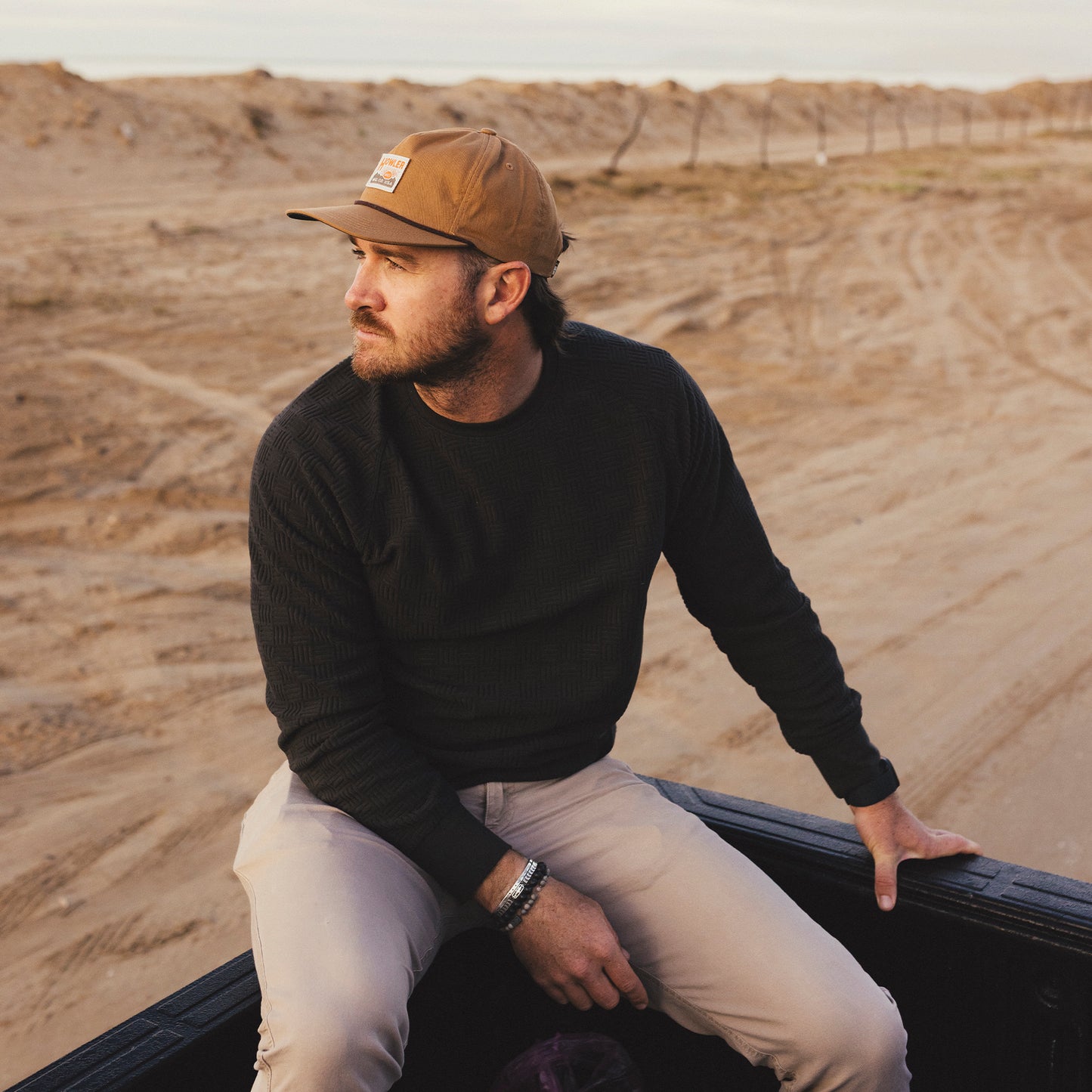 Eleos Fleece Crewneck - Grids Antique Black