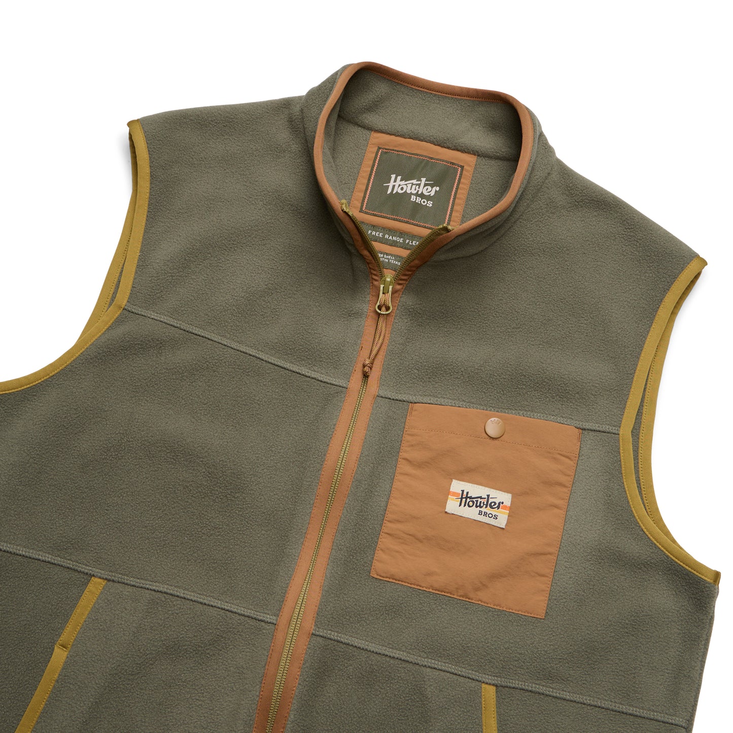 Free Range Fleece Vest- Oregano