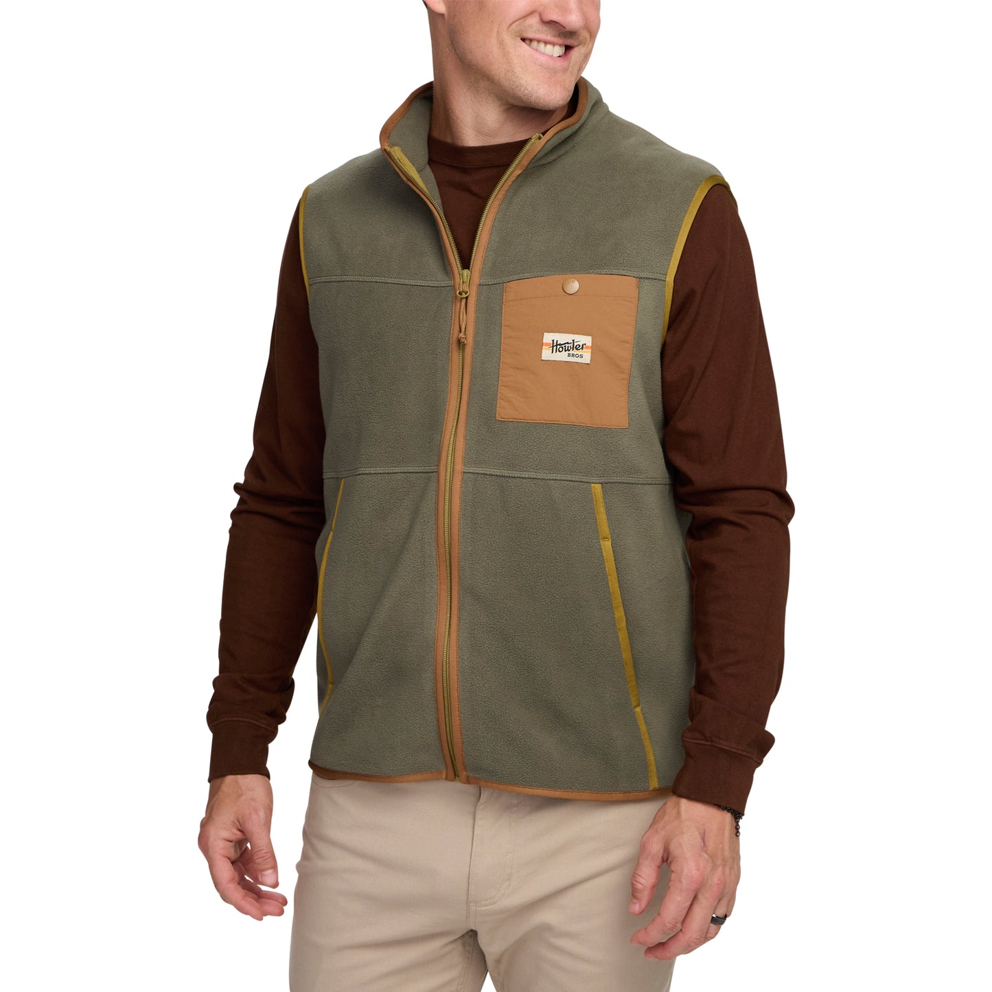 Free Range Fleece Vest- Oregano