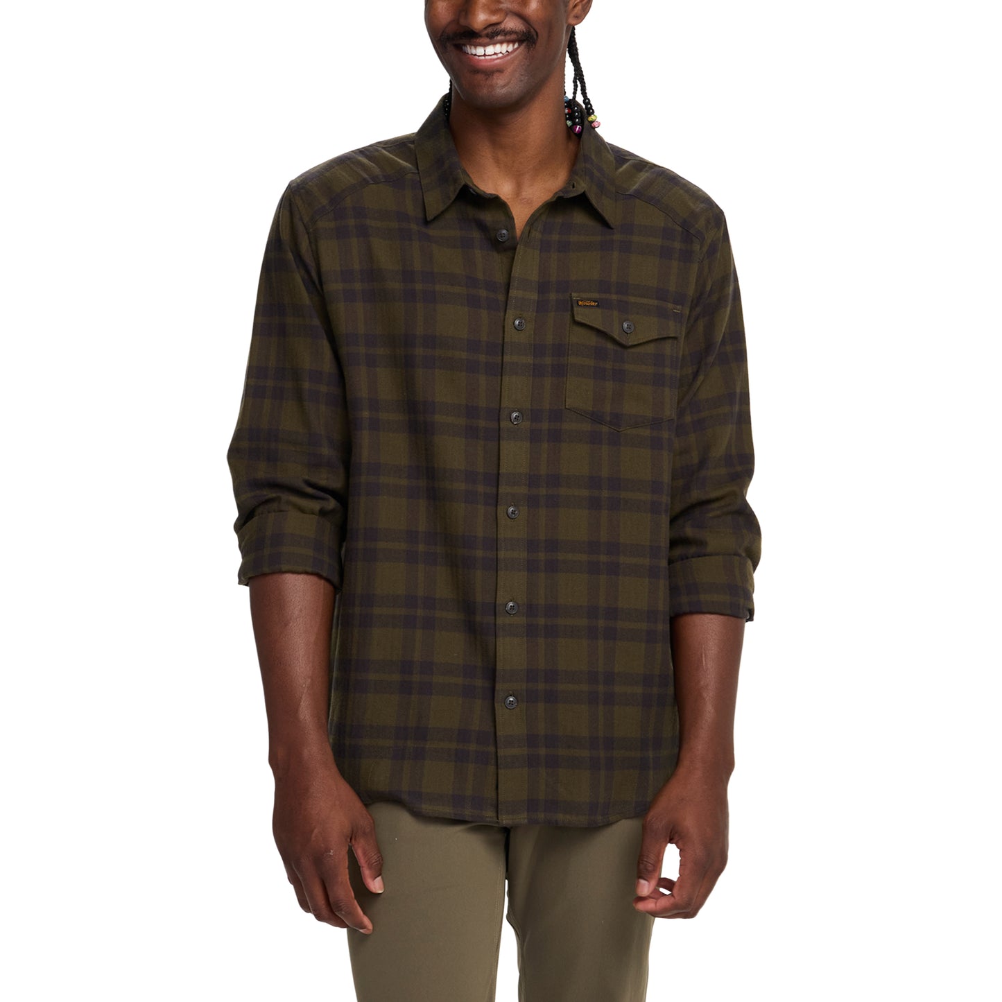 La Grange Lightweight Flannel- Cohen Plaid Dark Olive