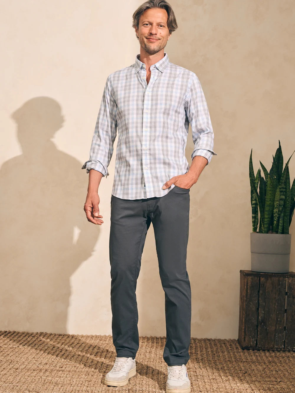 The Movement Sport Shirt- Grey Cream Plaid