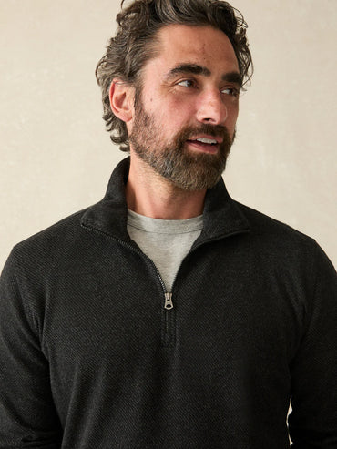 Legend Sweater Quarter Zip- Heathered Black Twill