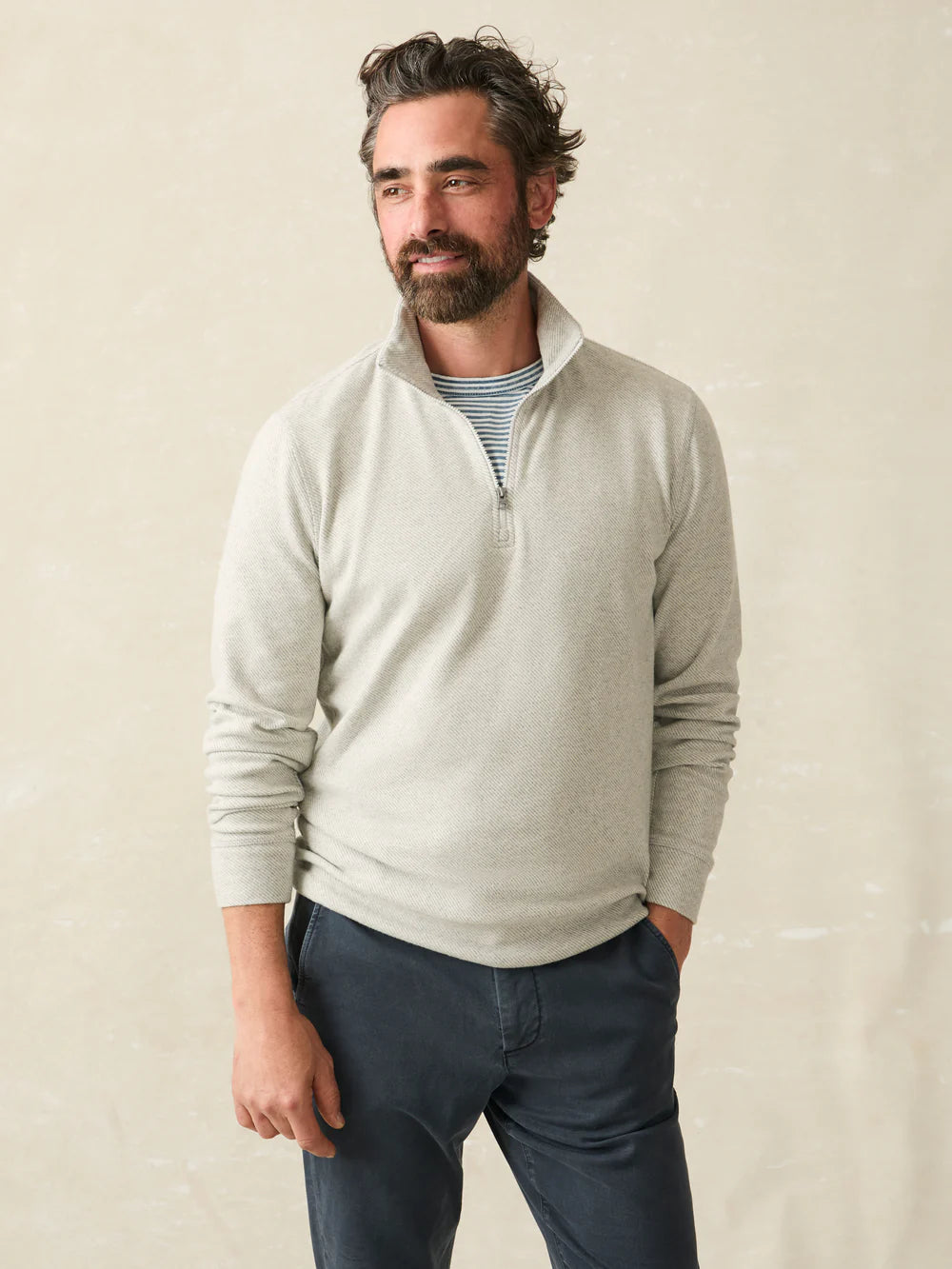 Legend Sweater Quarter Zip- Light Heather Grey