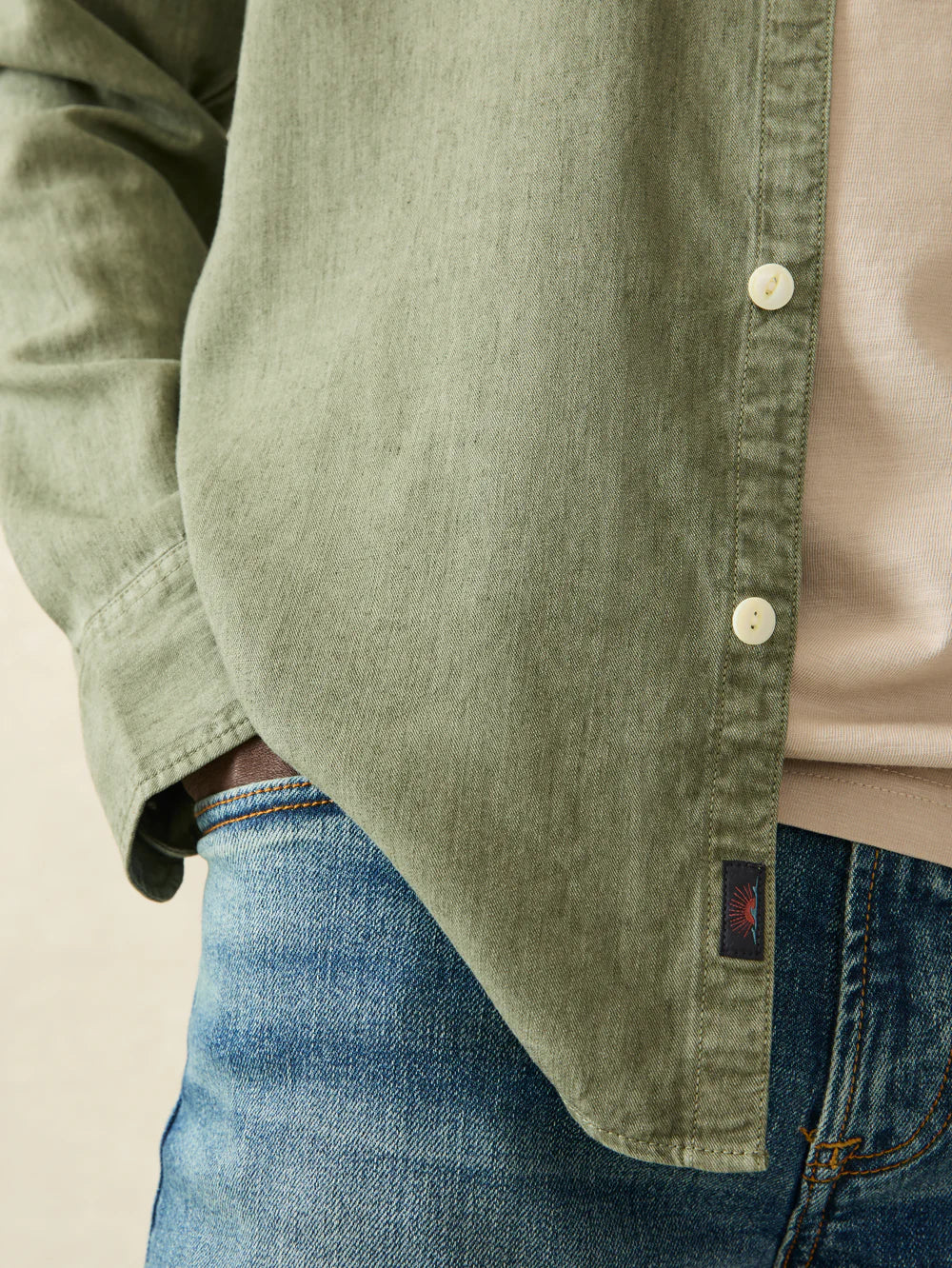 The Tried and True Chambray Workshirt- Desert Olive