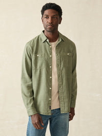 The Tried and True Chambray Workshirt- Desert Olive