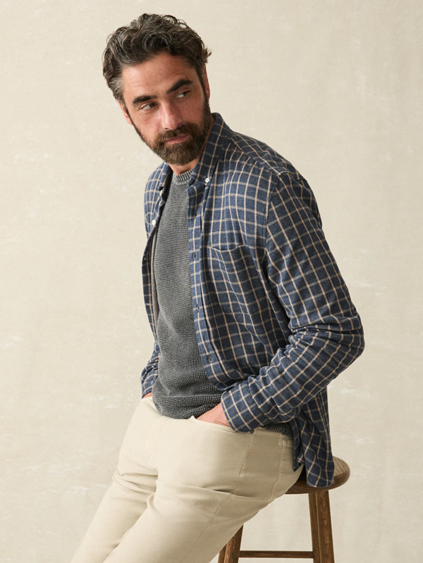 Coastline Knit Shirt - Twilight Check