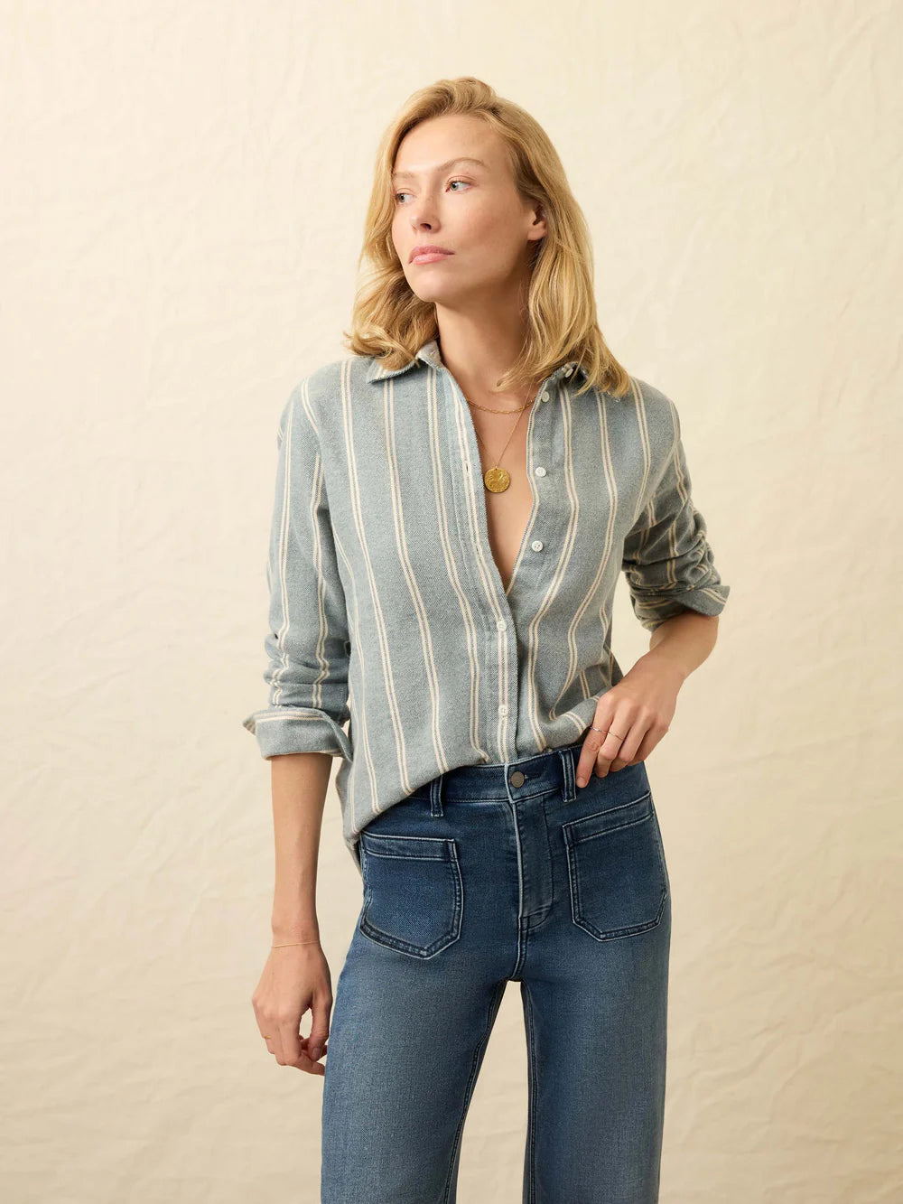Women's Nazare Flannel Relaxed Shirt - Blue Cove