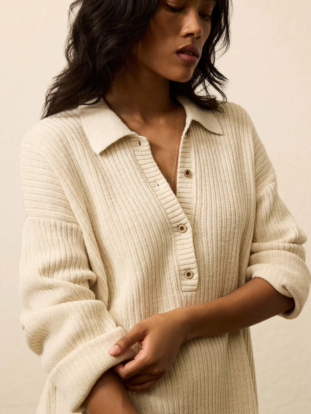 Women's Miramar Linen Wildflower Polo - Summer Sand
