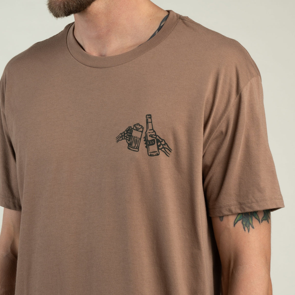 Shootin' Hand Salud T-Shirt- Light Brown