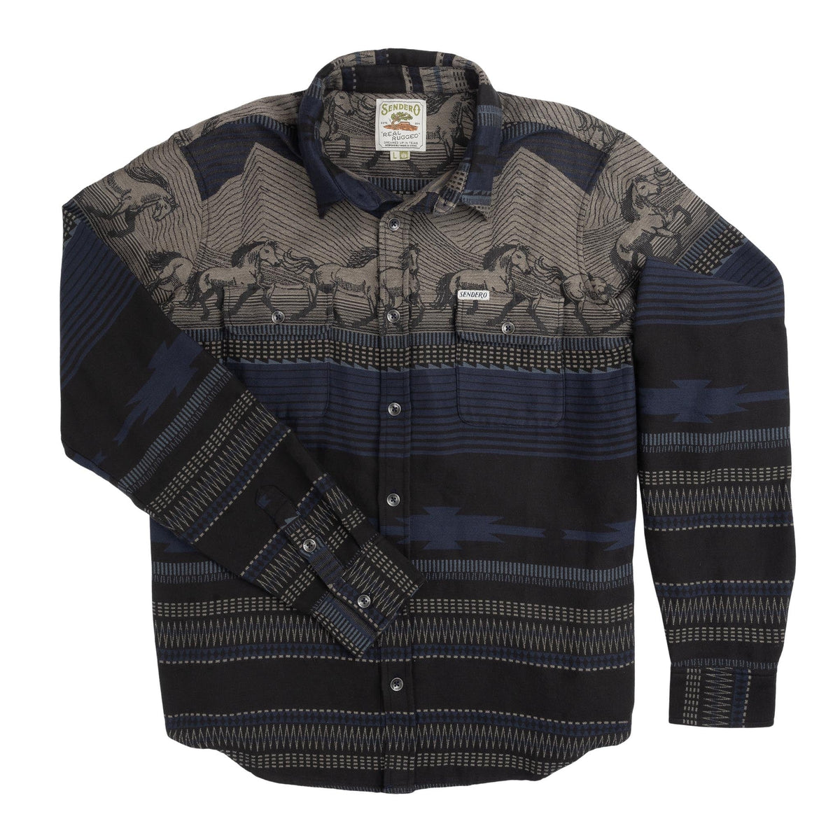 Boquillas Long Sleeve Shirt- Teton Stripe/Charcoal