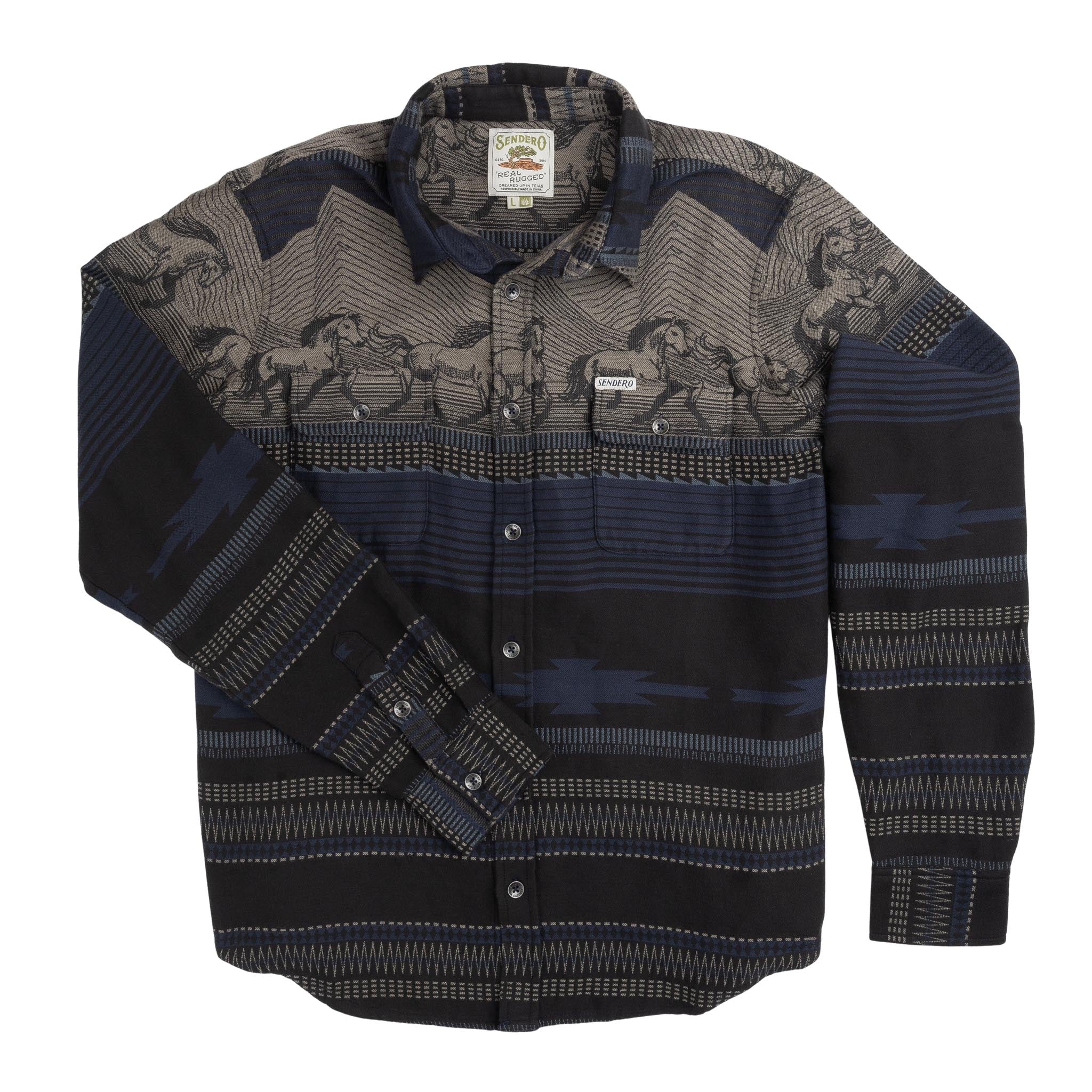 Boquillas Long Sleeve Shirt- Teton Stripe/Charcoal