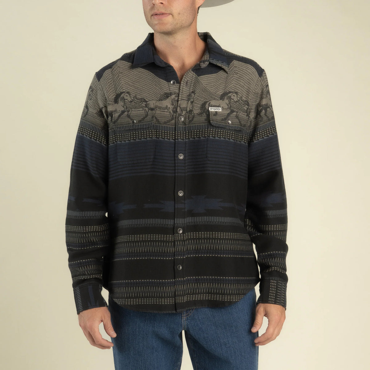 Boquillas Long Sleeve Shirt- Teton Stripe/Charcoal