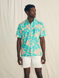 Shorelite Short Sleeve Tech Shirt- Teal Geranium Floral