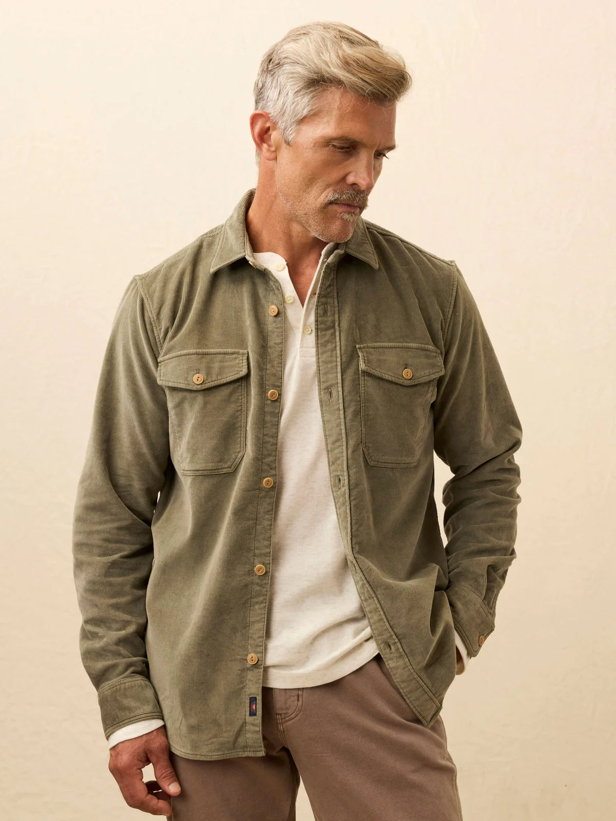 Stretch Terry Corduroy Workshirt- Light Pine