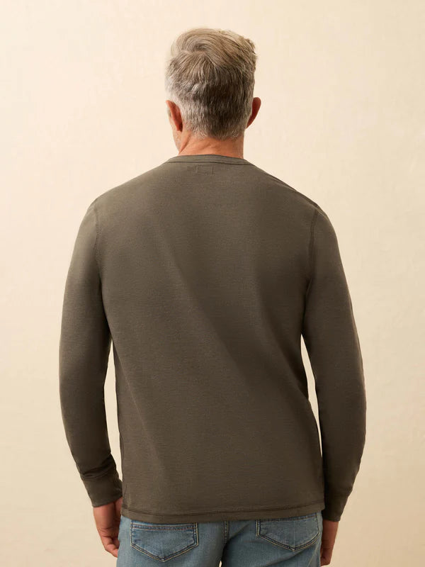 Waffle Long Sleeve Henley- Night Rock
