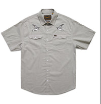 H Bar B Snapshirt- Seagulls/Grey Oxford