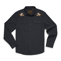 Crosscut Deluxe Long Sleeve Shirt- Orange Blossoms Antique Black