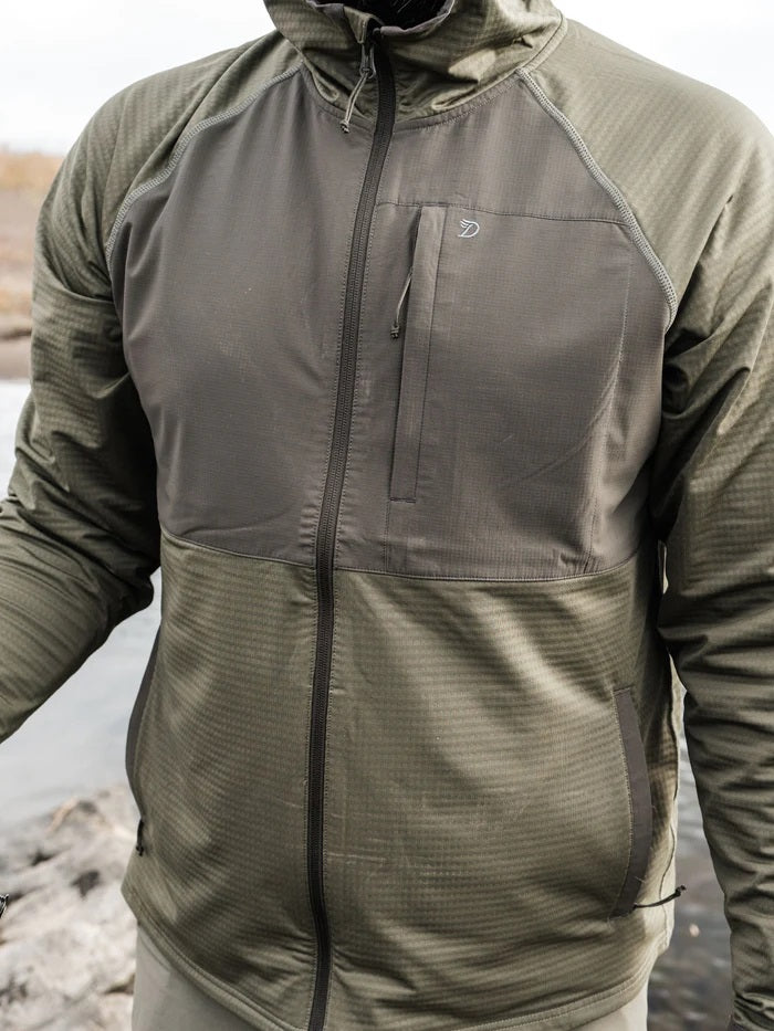 Lightweight Grid Tech Fleece- Moss/Raven