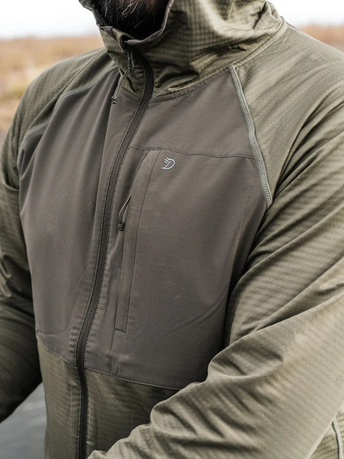 Lightweight Grid Tech Fleece- Moss/Raven