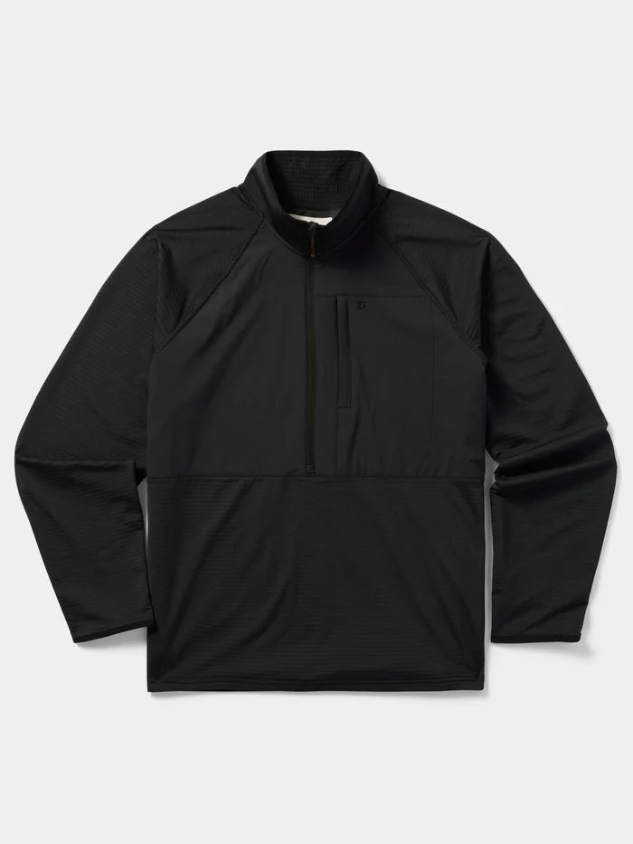 Lightweight Grid 1/2 Zip Fleece- Black