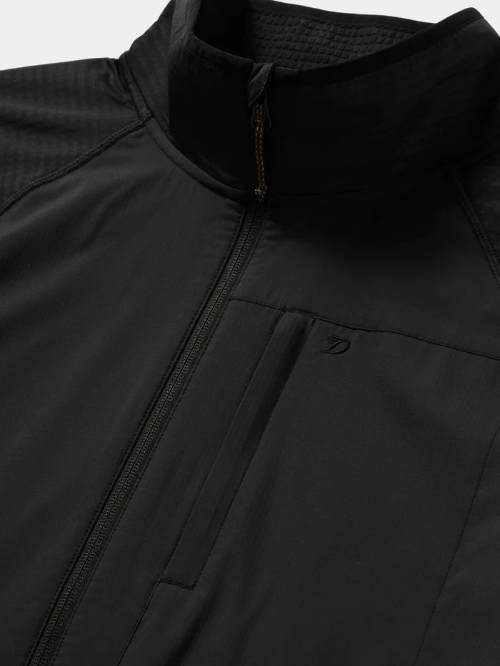 Lightweight Grid 1/2 Zip Fleece- Black