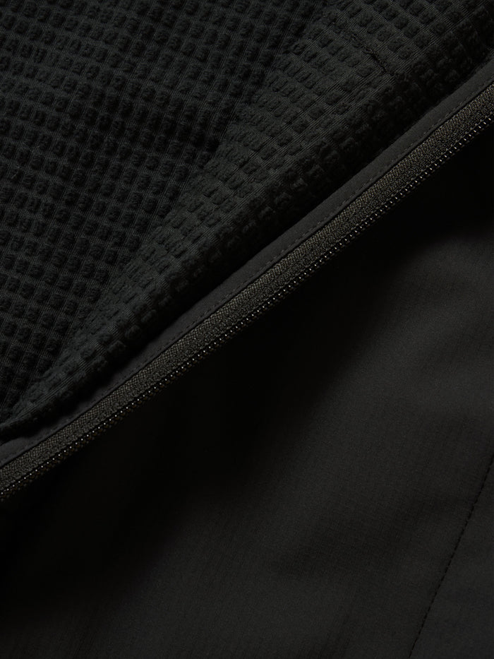 Lightweight Grid 1/2 Zip Fleece- Black