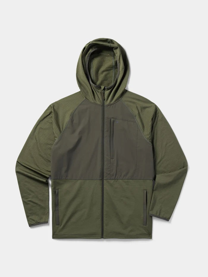 Lightweight Grid Tech Fleece- Moss/Raven