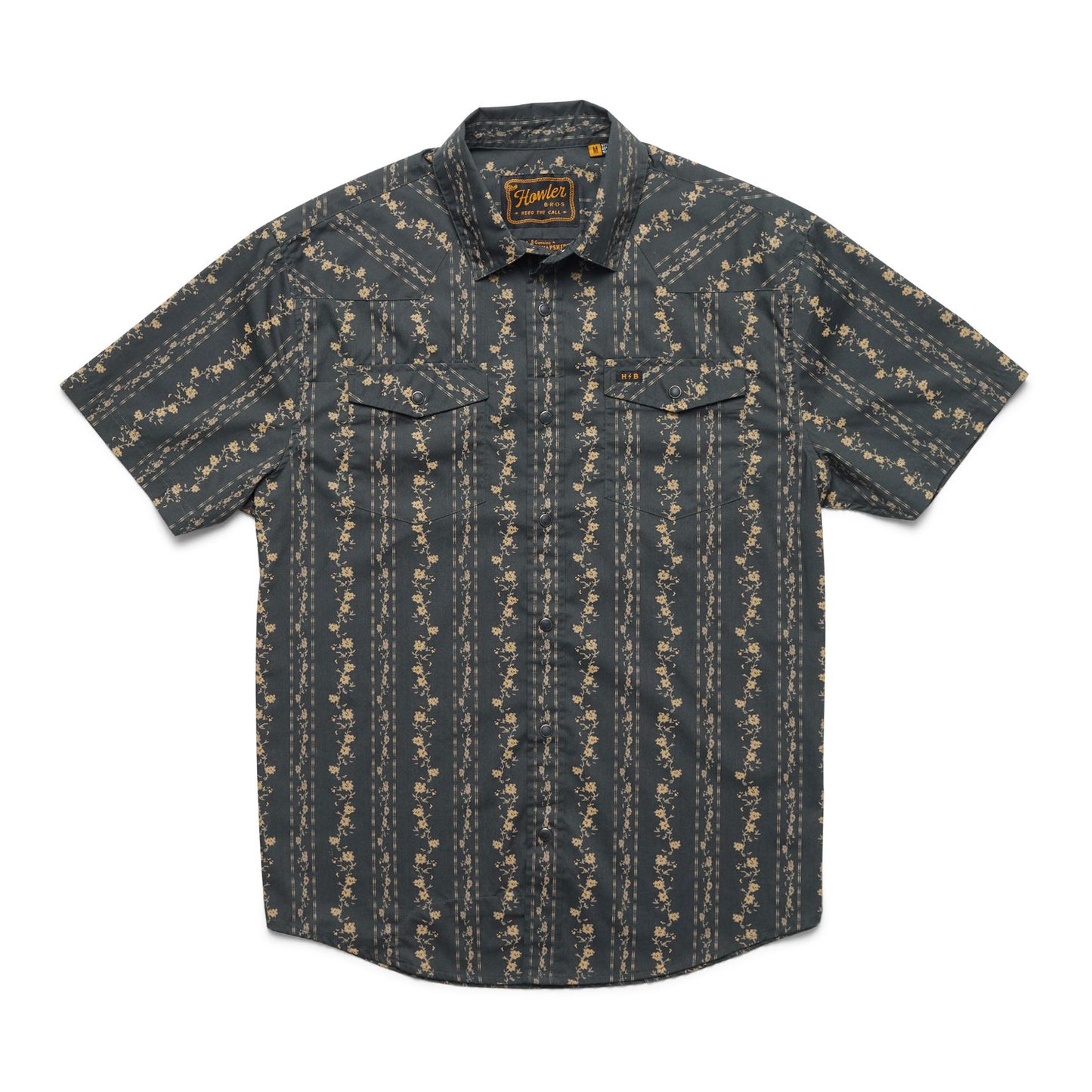 H Bar B Hibiscus Ribbons Snapshirt- Antique Black