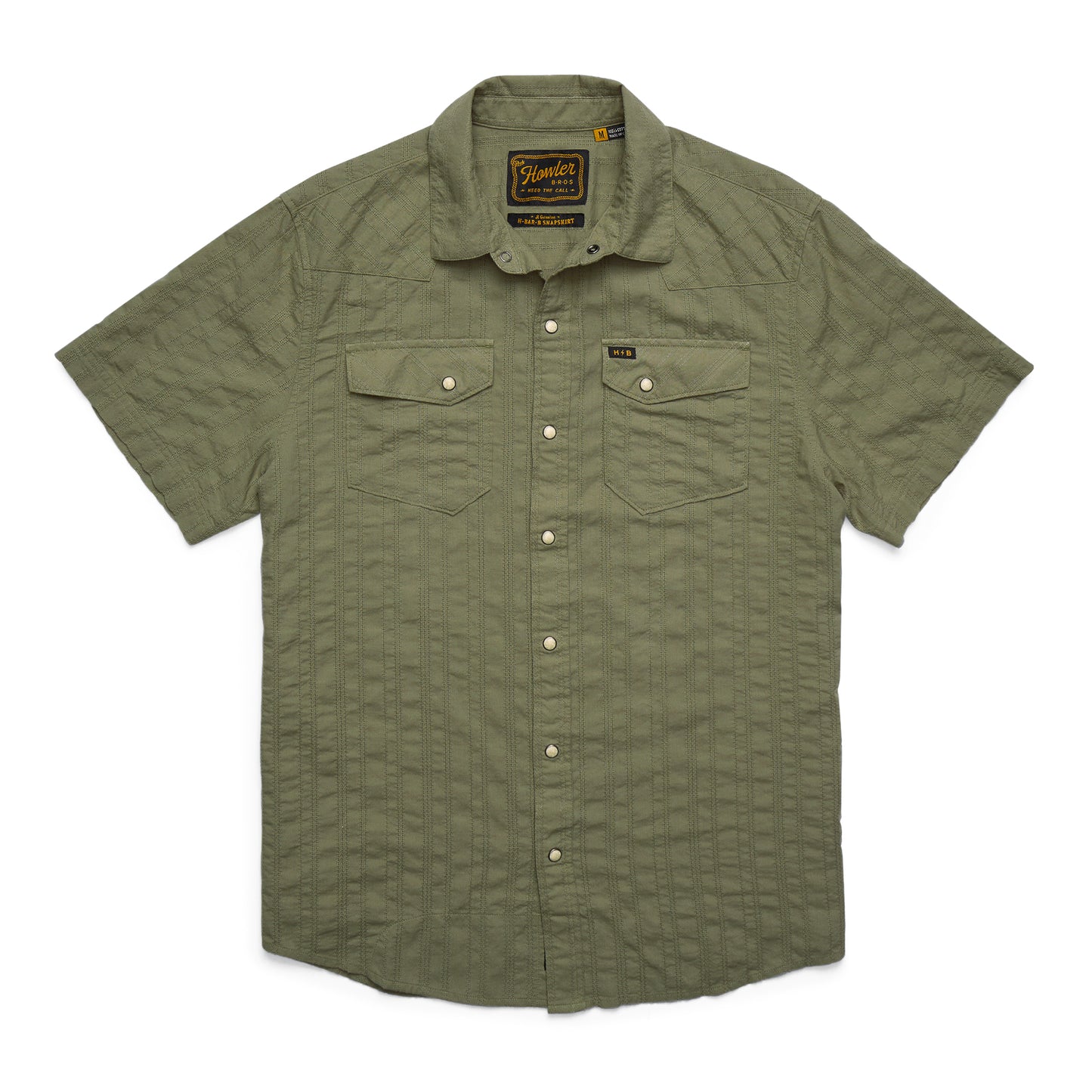 H Bar B Snapshirt- Eyelet Stripe/Cadet