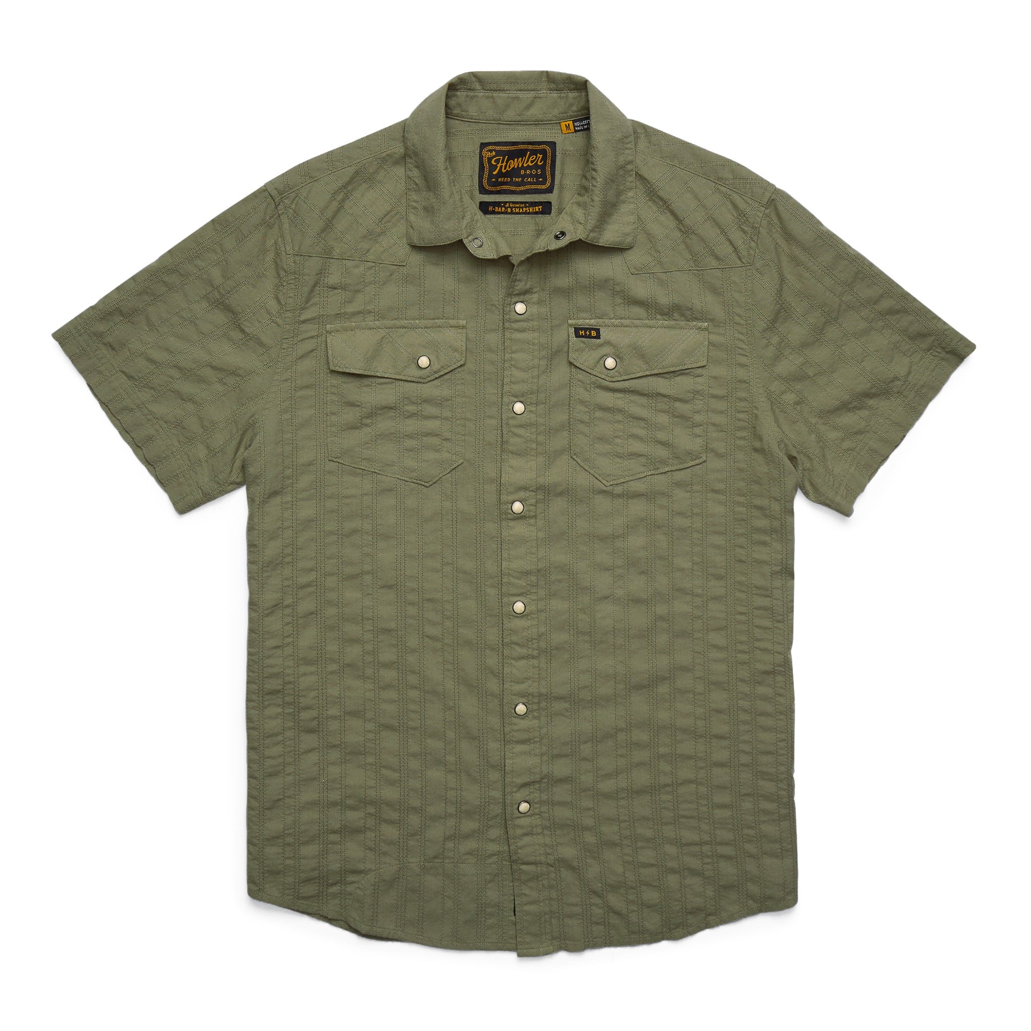 H Bar B Snapshirt- Eyelet Stripe/Cadet
