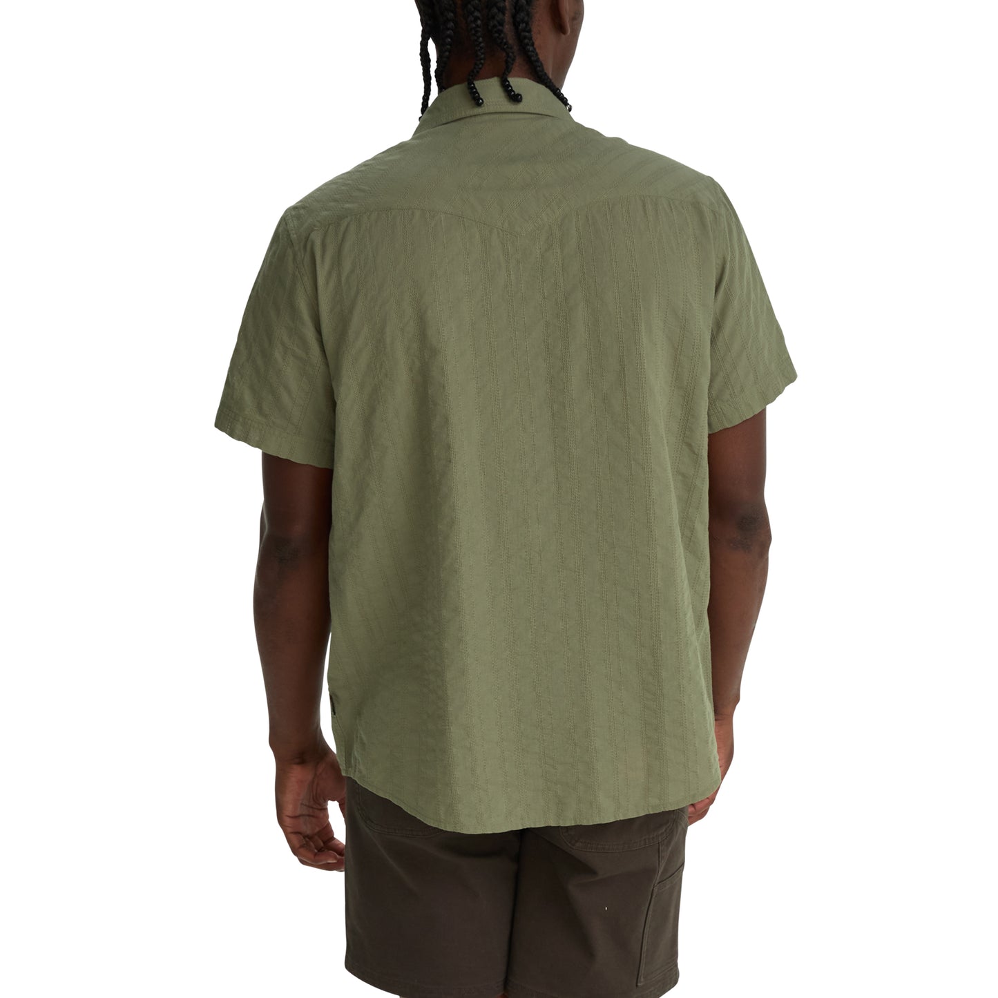 H Bar B Snapshirt- Eyelet Stripe/Cadet