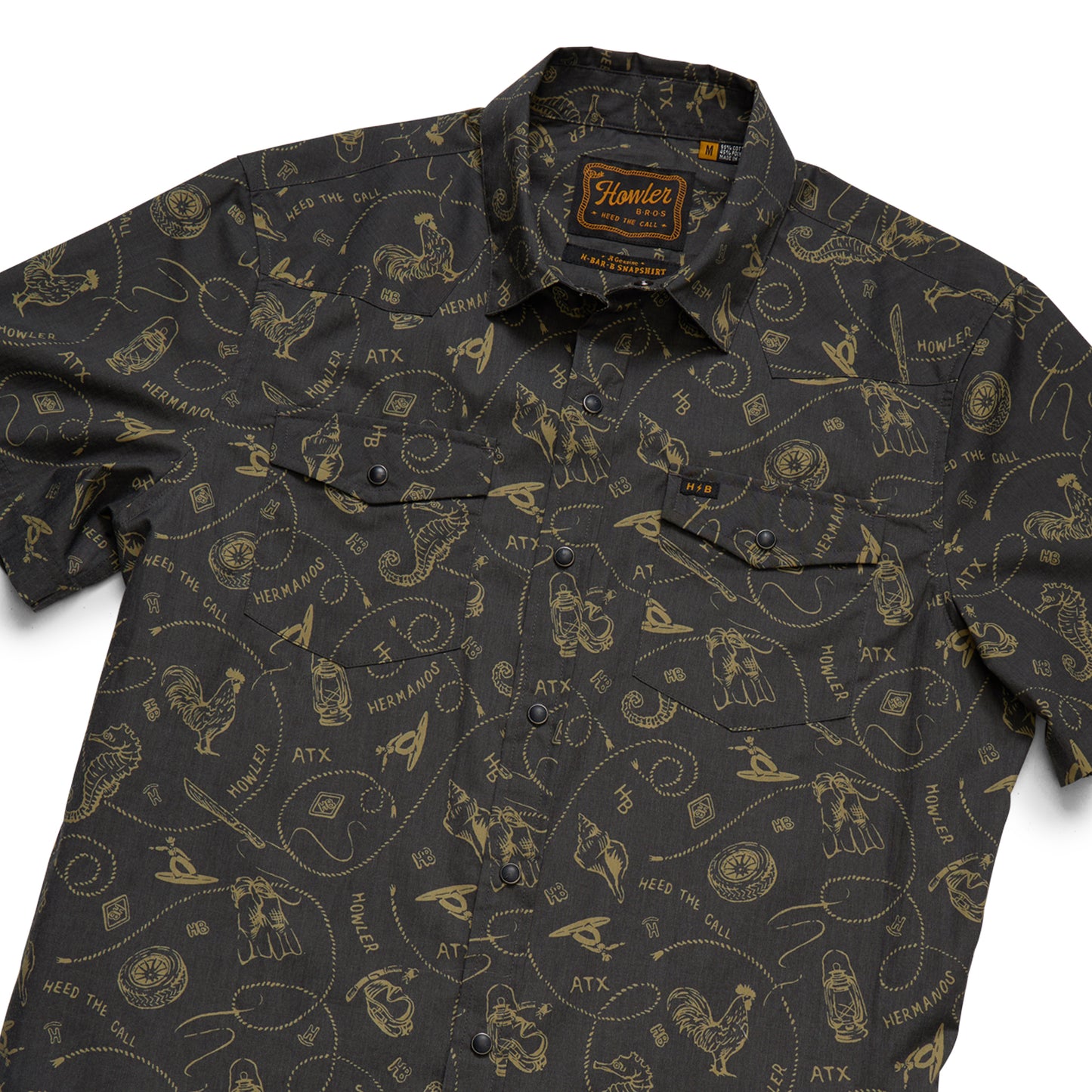 H Bar B Snapshirt- Sea Rodeo/Antique Black