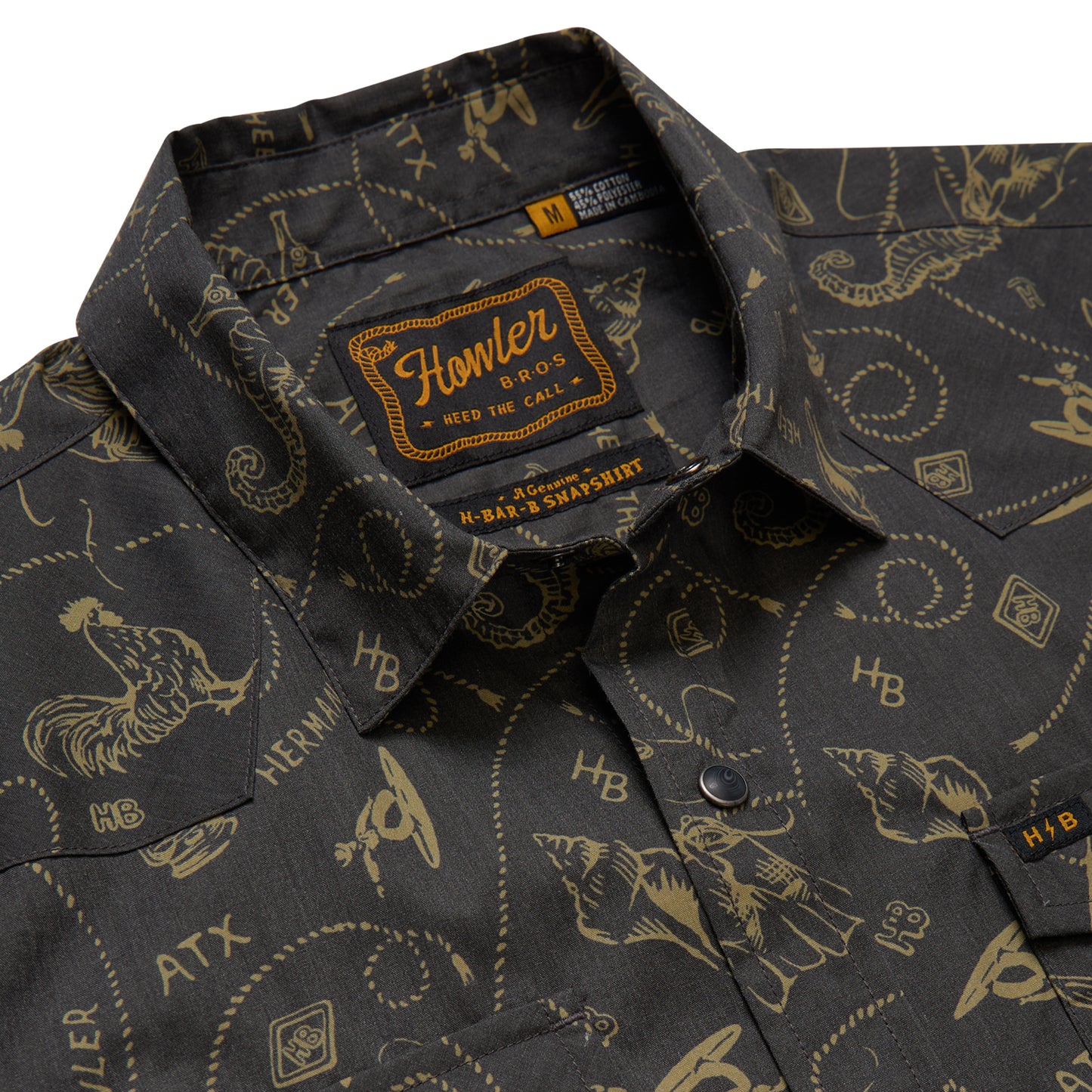 H Bar B Snapshirt- Sea Rodeo/Antique Black