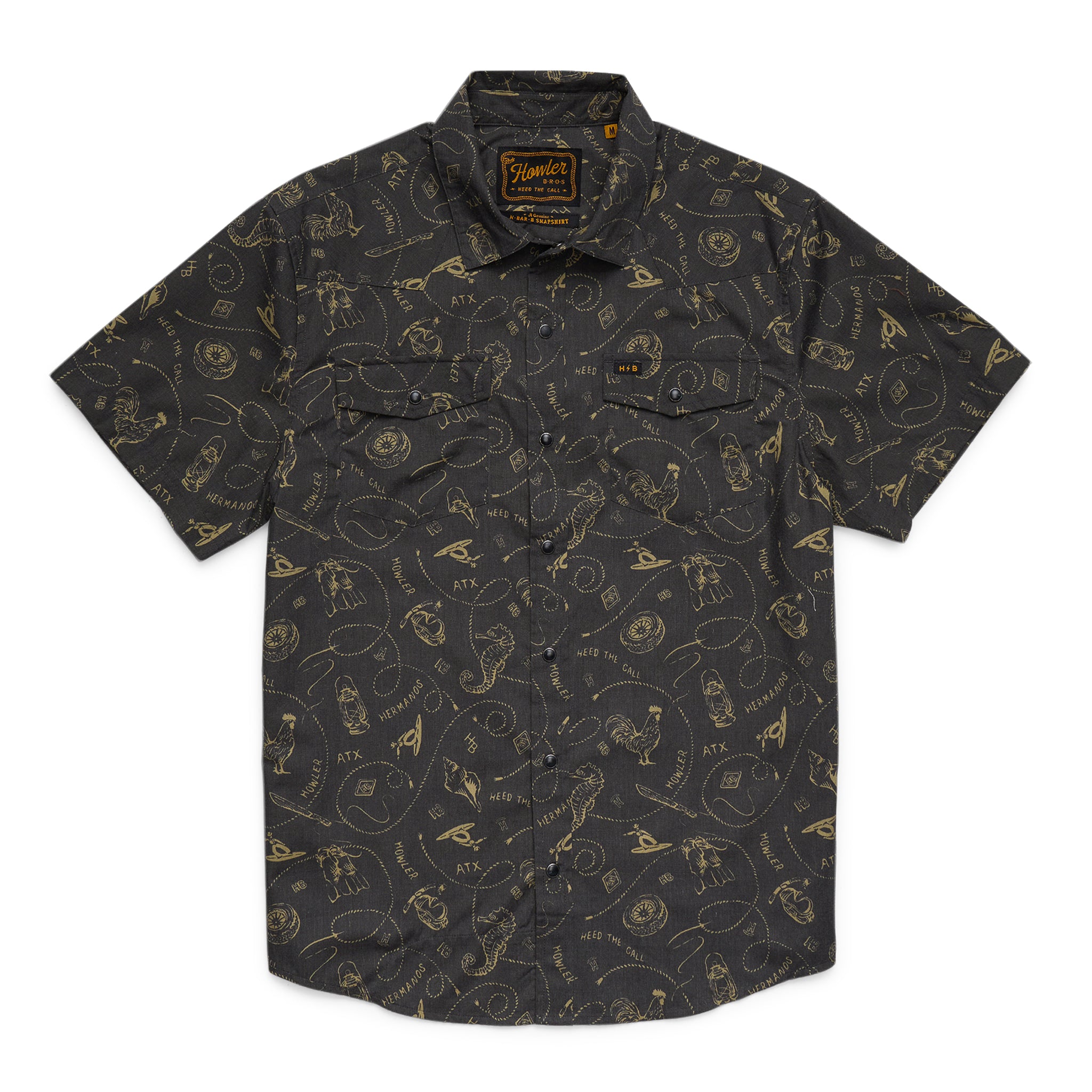 H Bar B Snapshirt- Sea Rodeo/Antique Black