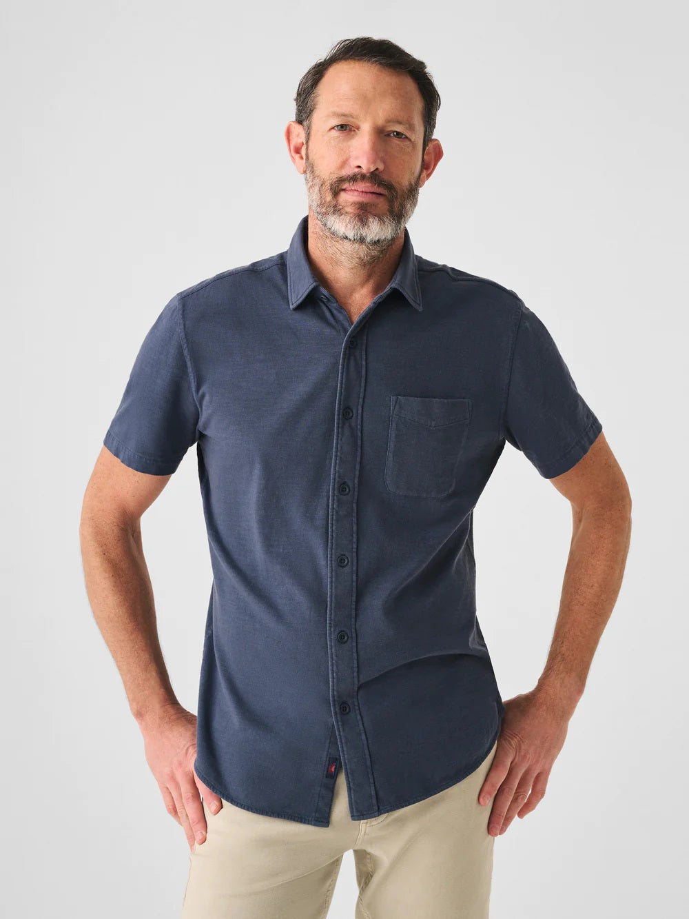 Short-Sleeve Sunwashed Knit Shirt- Dune Navy