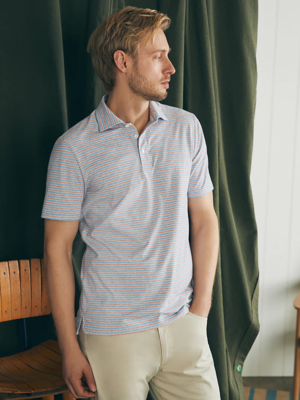 Movement Short Sleeve Polo - Horizon Line Stripe