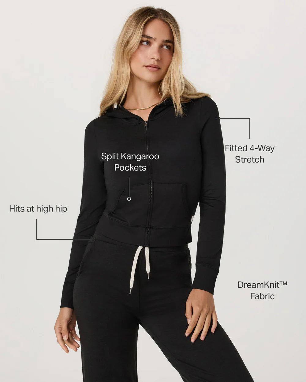 Women's Halo Mini Full Zip Hoodie - Black Heather